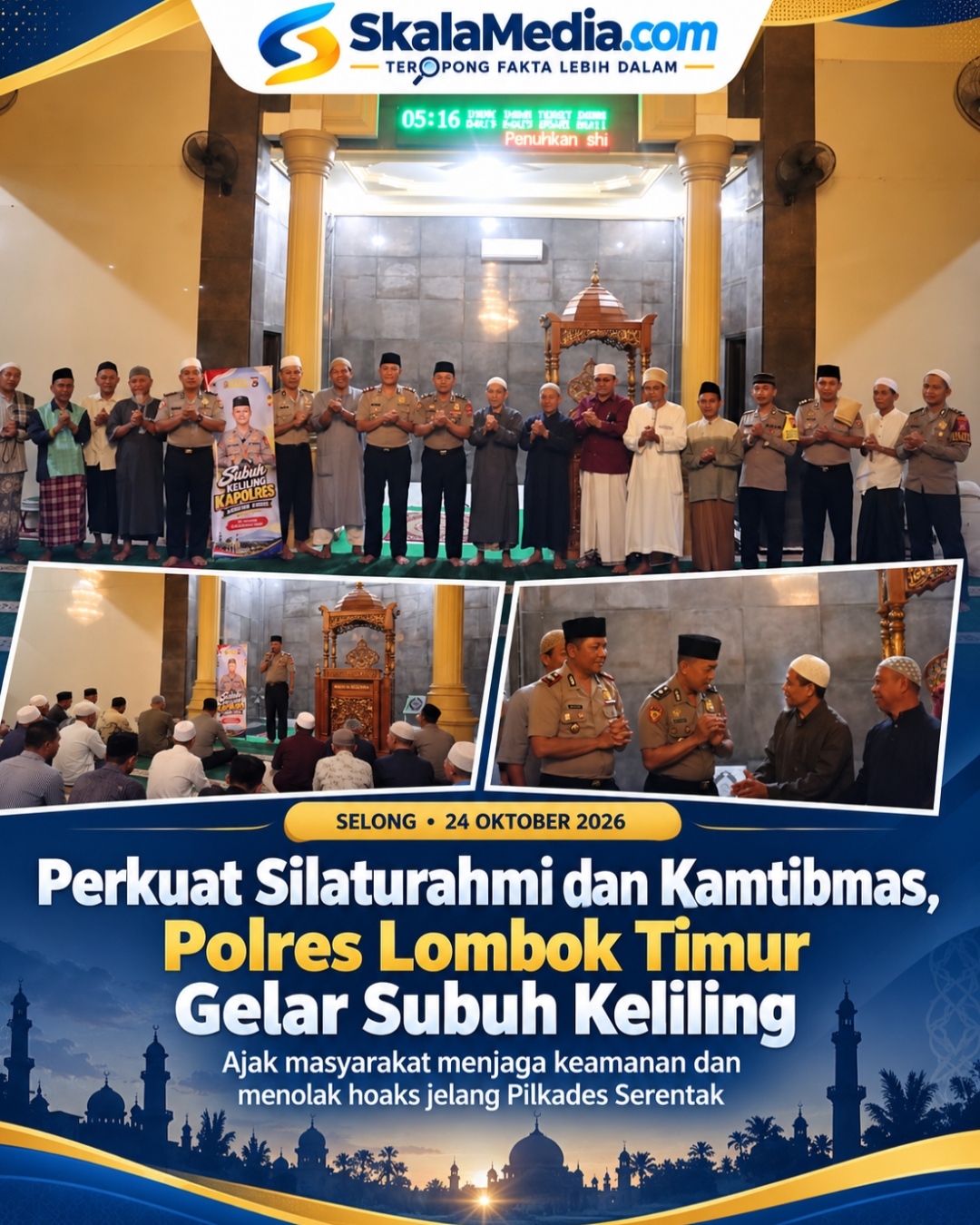 Perkuat Silaturahmi dan Kamtibmas, Polres Lombok Timur Gelar Subuh Keliling