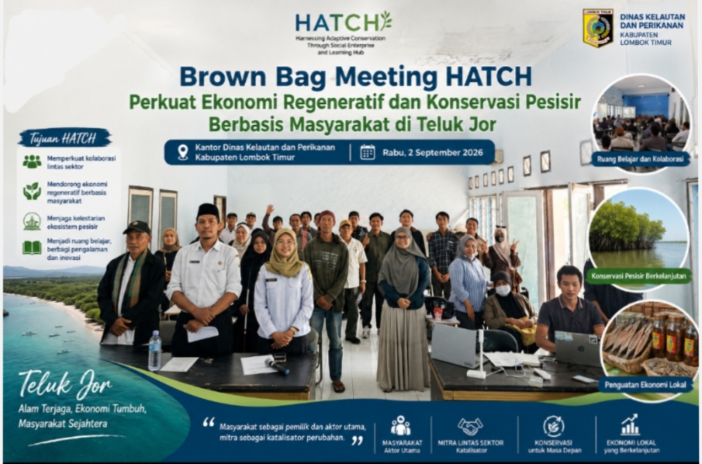 Brown Bag Meeting HATCH Perkuat Ekonomi Regeneratif dan Konservasi Pesisir Berbasis Masyarakat di Teluk Jor
