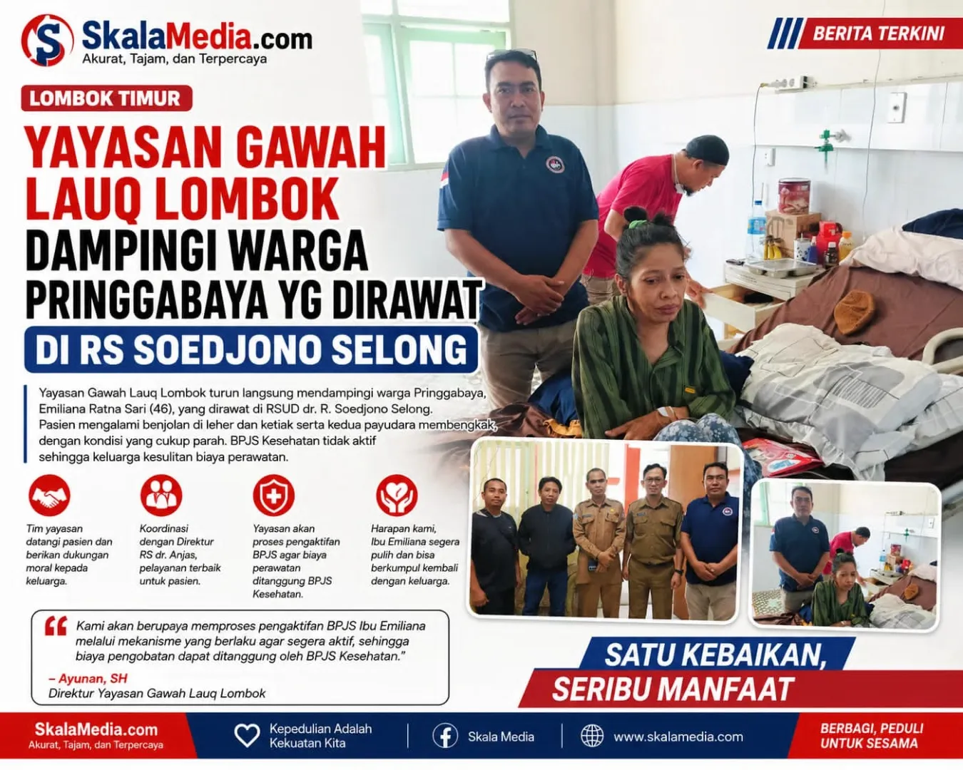 Yayasan Gawah Lauq Lombok Dampingi Warga Pringgabaya yang Dirawat di RSUD Soedjono Selong