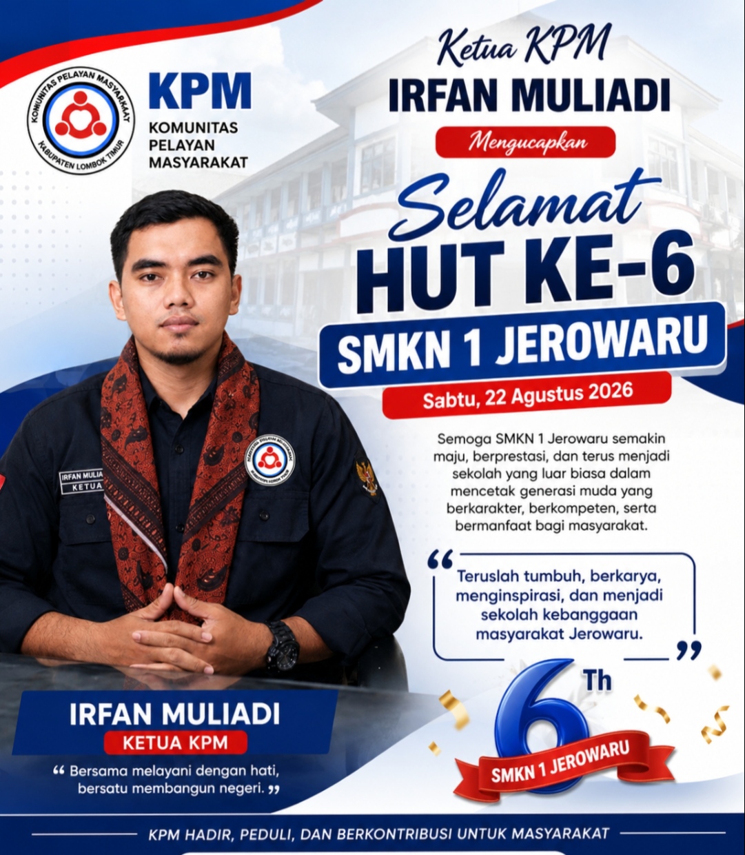 HUT ke-6 SMKN 1 Jerowaru, Ketua KPM Sampaikan Apresiasi dan Harapan