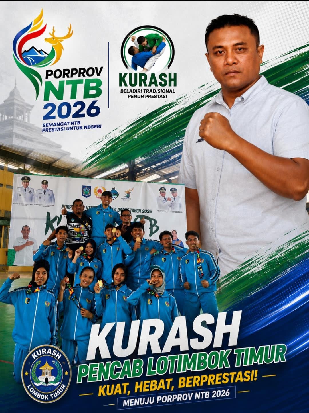 KURASH LOMBOK TIMUR JUARA UMUM PORPROV NTB 2026   RAIH 6 EMAS, 1 PERAK, 3 PERUNGGU DI SPORT HALL GELANGGANG SELONG