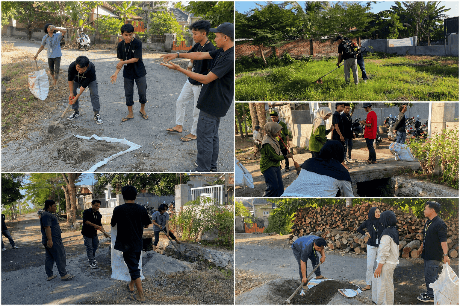 Mahasiswa KKN UIN Mataram dan STMIK Lombok Gelar Gotong Royong Bersama Masyarakat Desa Dane Rase