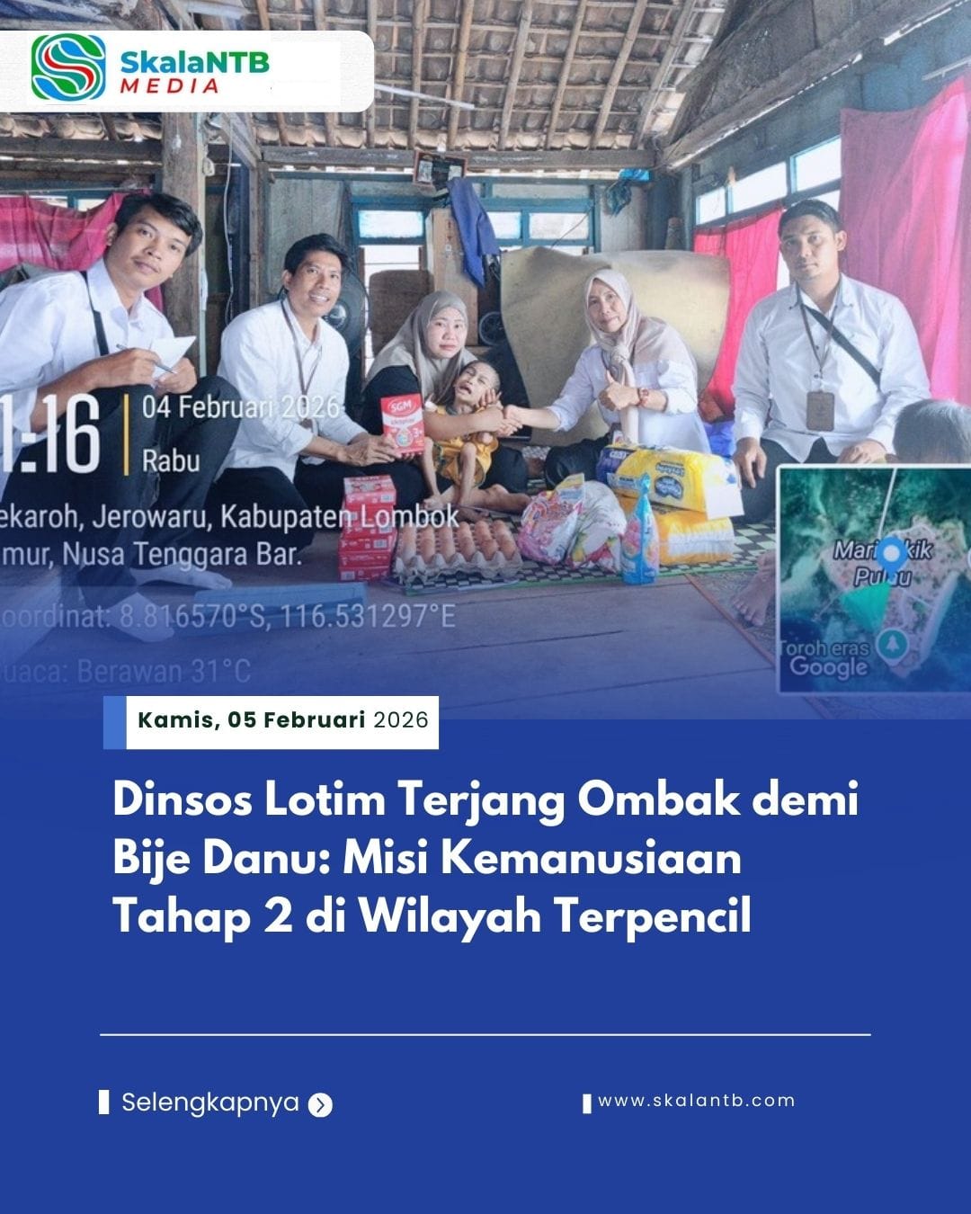 Dinsos Lotim Terjang Ombak demi Bije Danu: Misi Kemanusiaan Tahap 2 di Wilayah Terpencil