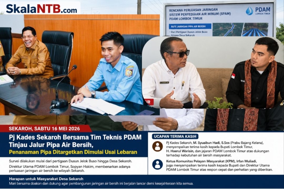 Pj Kades Sekaroh Bersama Tim Teknis PDAM Tinjau Jalur Pipa Air Bersih