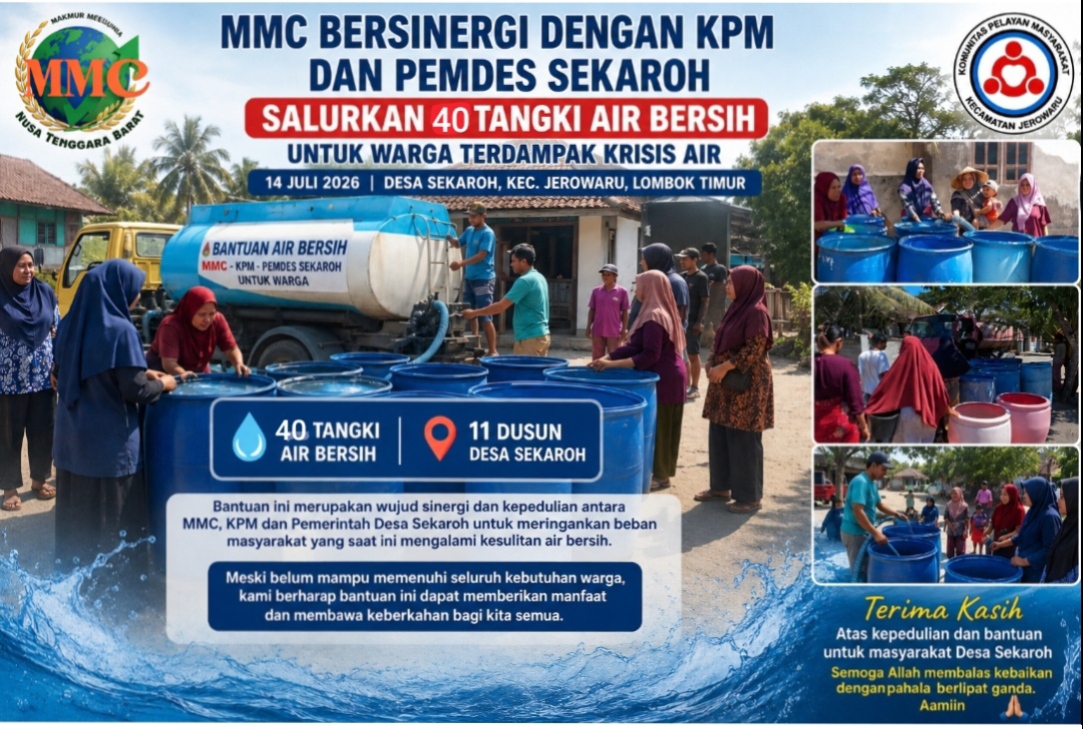 MMC Bersinergi dengan KPM dan Pemdes Sekaroh Salurkan 40 Tangki Air Bersih untuk Warga Terdampak Krisis Air