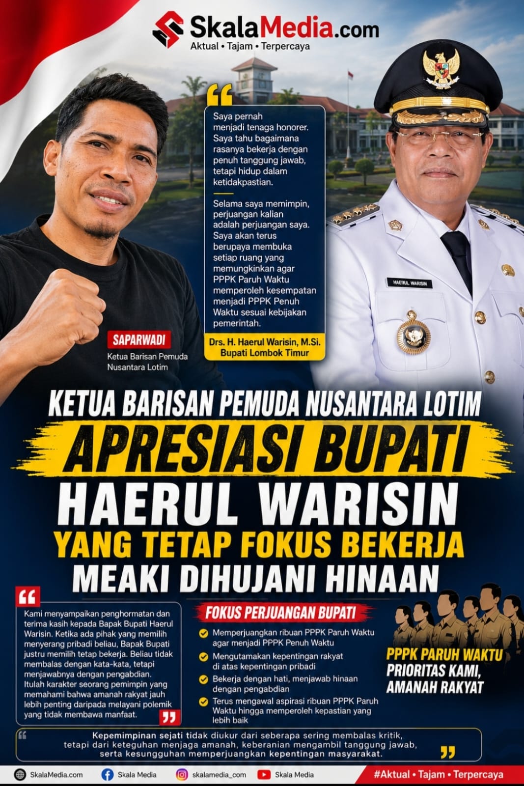 Ketua Barisan Pemuda Nusantara Lotim Apresiasi Bupati Haerul Warisin yang Tetap Fokus Bekerja Meski Dihujani Hinaan