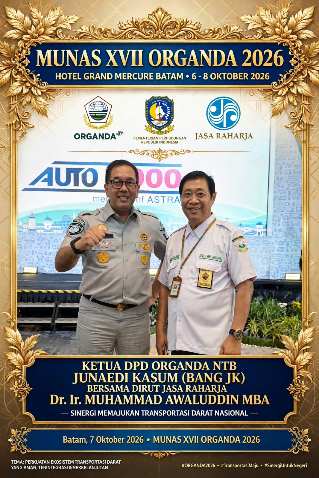 Ketua Organda NTB Junaedi Kasum Hadiri Munas XVII Organda 2026 di Batam, Perjuangkan Transportasi NTB Naik Kelas