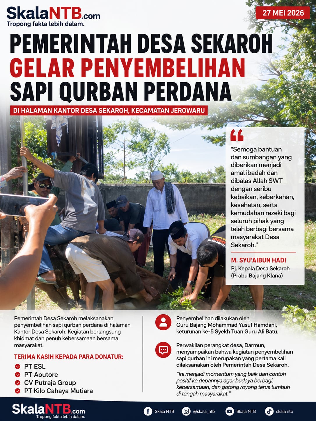 PemDes Sekaroh Gelar Penyembelihan Sapi Qurban